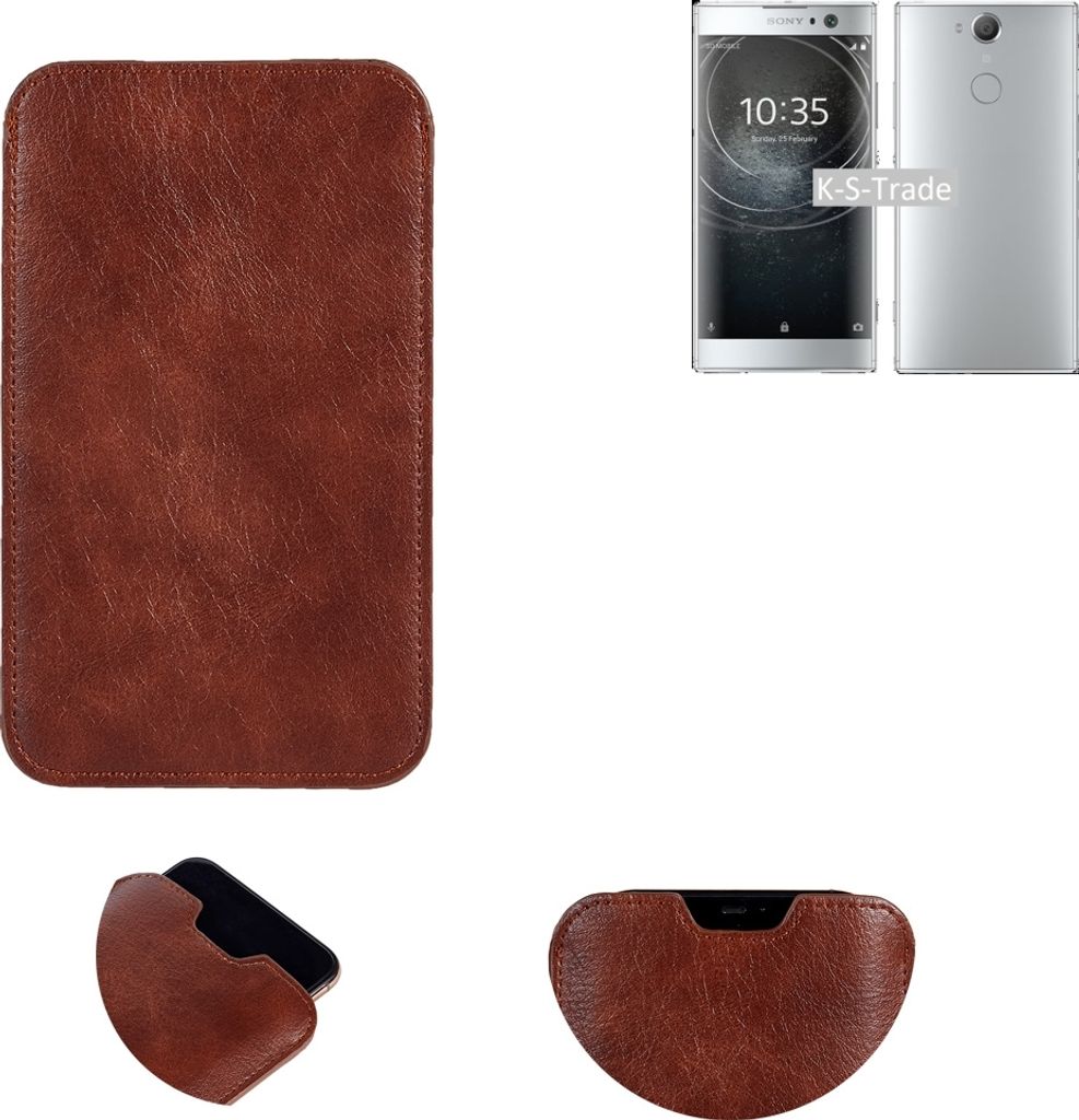K-S-Trade Schutzhülle Handyhülle kompatibel mit Sony Xperia XA2 Dual-SIM Handytasche Kunstleder Sleeve in braun
