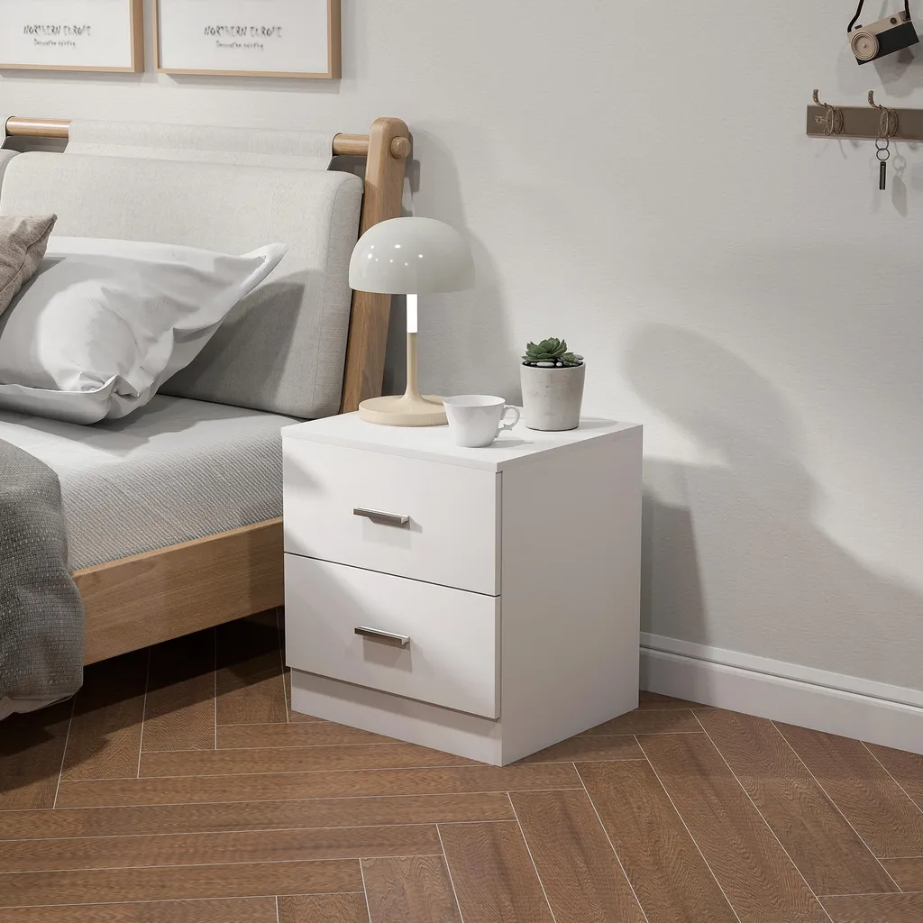 Table de Chevet 45cm Blanche : Solution de Rangement Compacte et Chic - 9