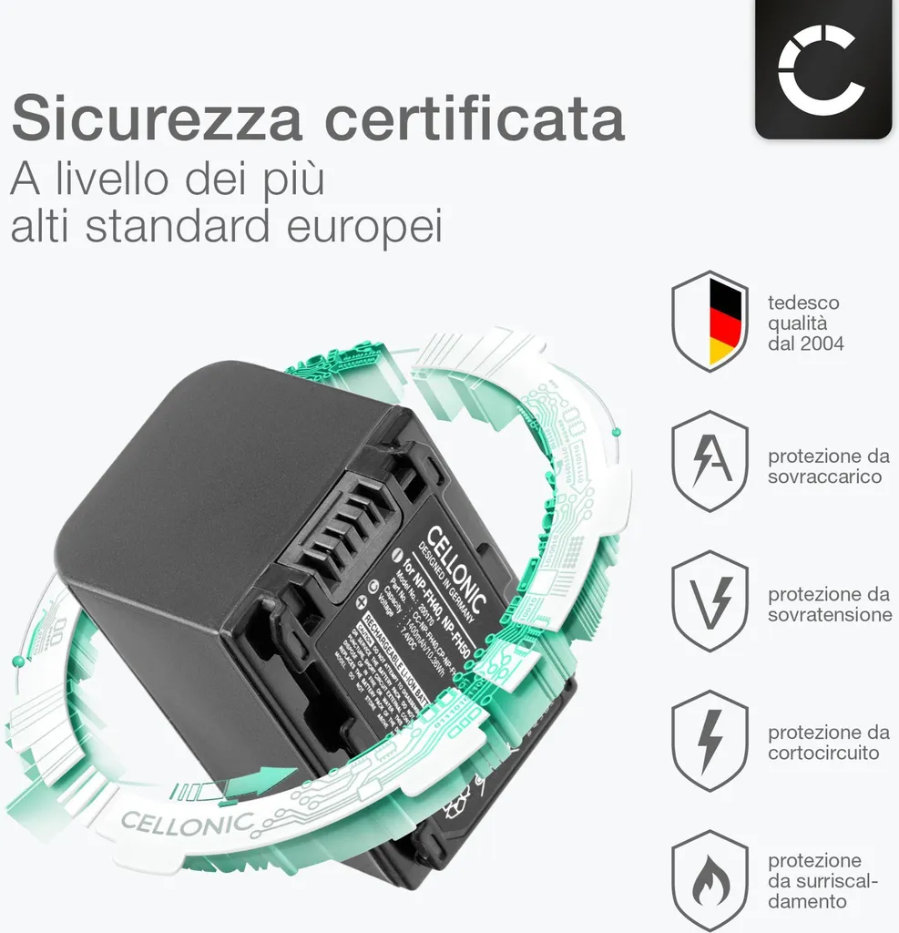 Kit 2 Batterie Viaggio CELLONIC per Sony NP-FH50 NP-FH40 1400mAh - 3