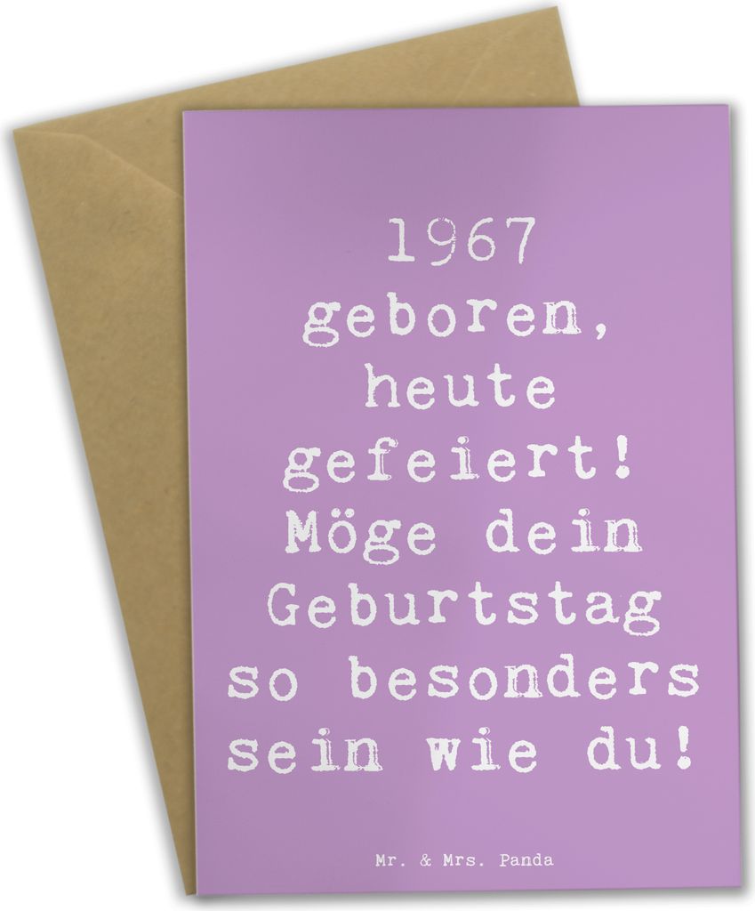 Mr. & Mrs. Panda Glückwunschkarte Spruch 1967 Geburtstag - Lavendeltraum - Geschenk, heute gefeiert, Grußkarten, Geburtstagsgeschenk, Beileidskar...
