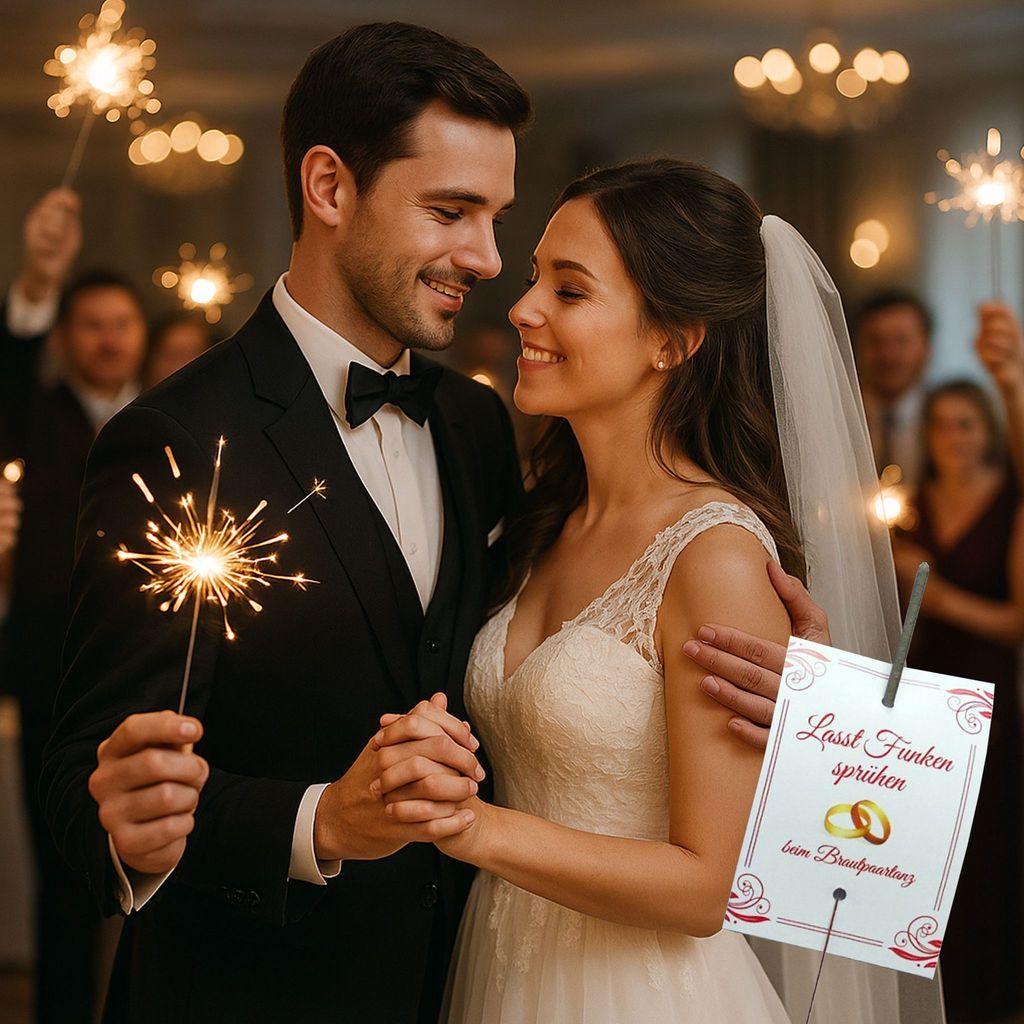 Hochzeit Wunderkerzen Set Brautpaartanz Ringe 40 Karten & 40 Wunderkerzen