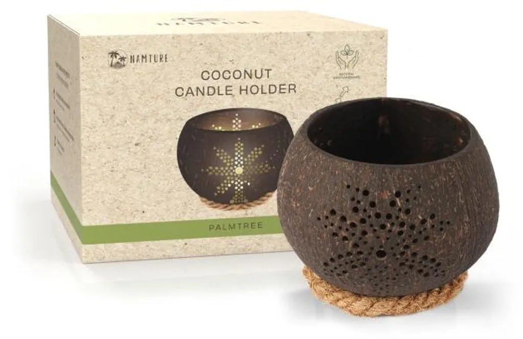 Porte-bougies noix de coco Palmtree - Déco durable contre le plastique