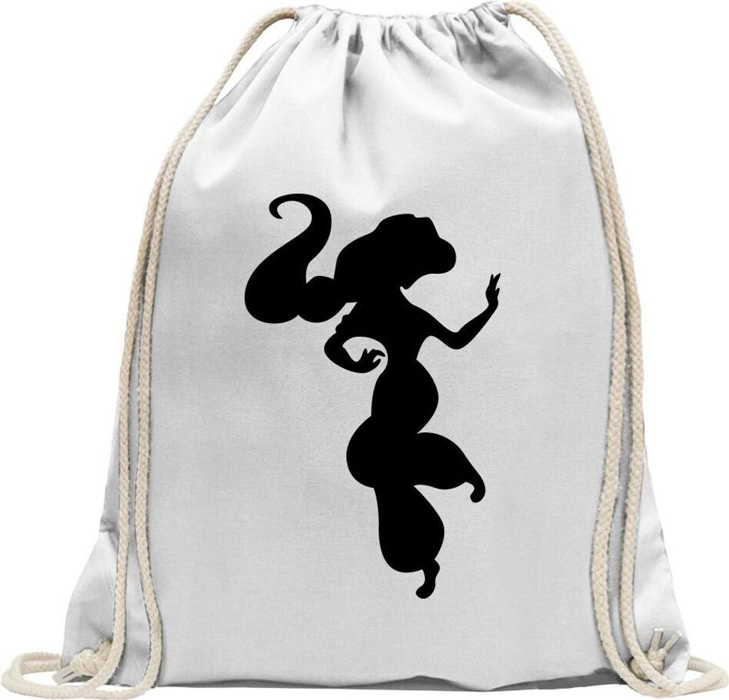 Kiwistar - Turnbeutel - weiss - Dschinni - Fun Rucksack Sport Beutel Gymsack Baumwolle mit Ziehgurt