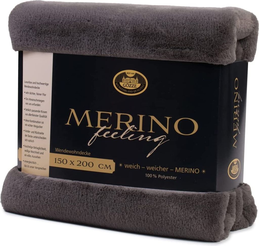 Gözze Wendewohndecke Merino 150 x 200 cm anthrazit Produktbild 