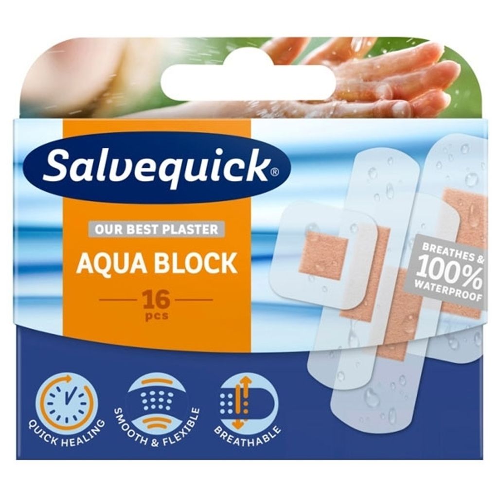 Salvequick Aqua Block Wasserdichte Pflaster, 16 Stück Produktbild 