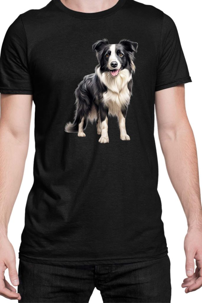 Herren T-Shirt Dogs Breeds Border Collie Dog Breed 007, Man 4XL / Schwarz