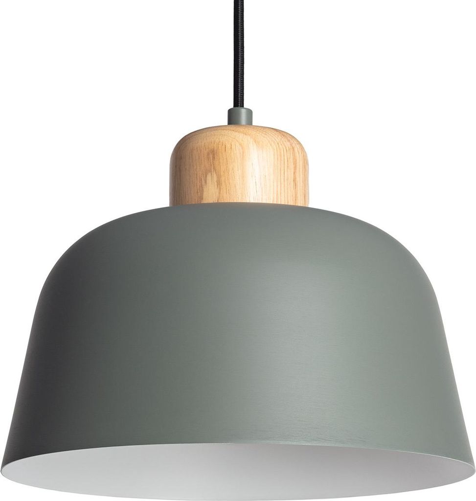 Pendelleuchte aus Metall und Holz Wawak Seladongrün