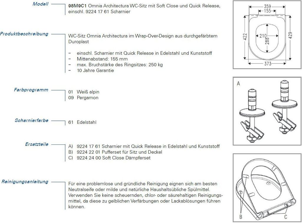 Villeroy & Boch Architectura - WC sedátko se sklápěním Obrázek produktu 3