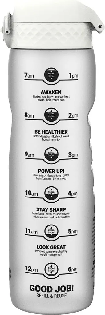Bouteille ION8 1L pour bureau et sport avec indicateur de mesure eau