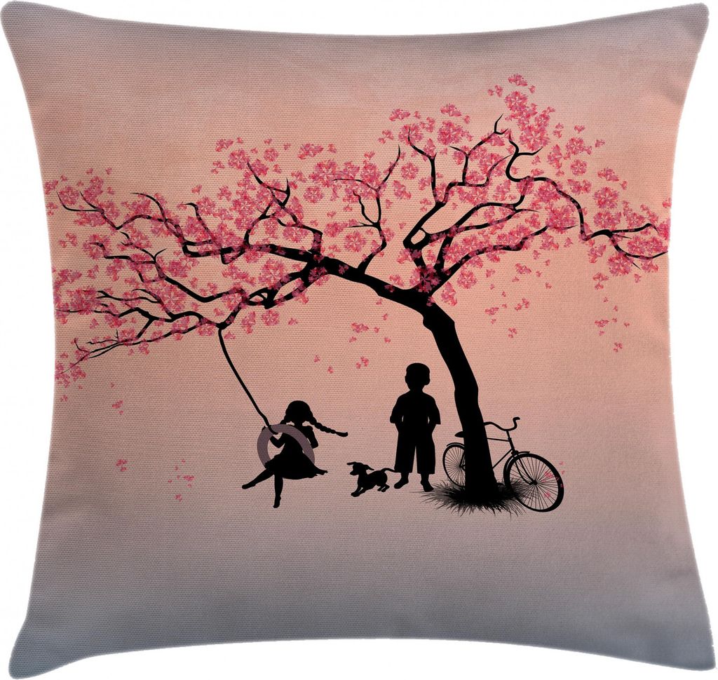 ABAKUHAUS Rosa Kissenbezug, Frühlingsblüte, Waschbar mit Reißverschluss Kissenhülle mit Farbfesten Klaren Farben Beidseitiger Druck, 40 x 40 cm...