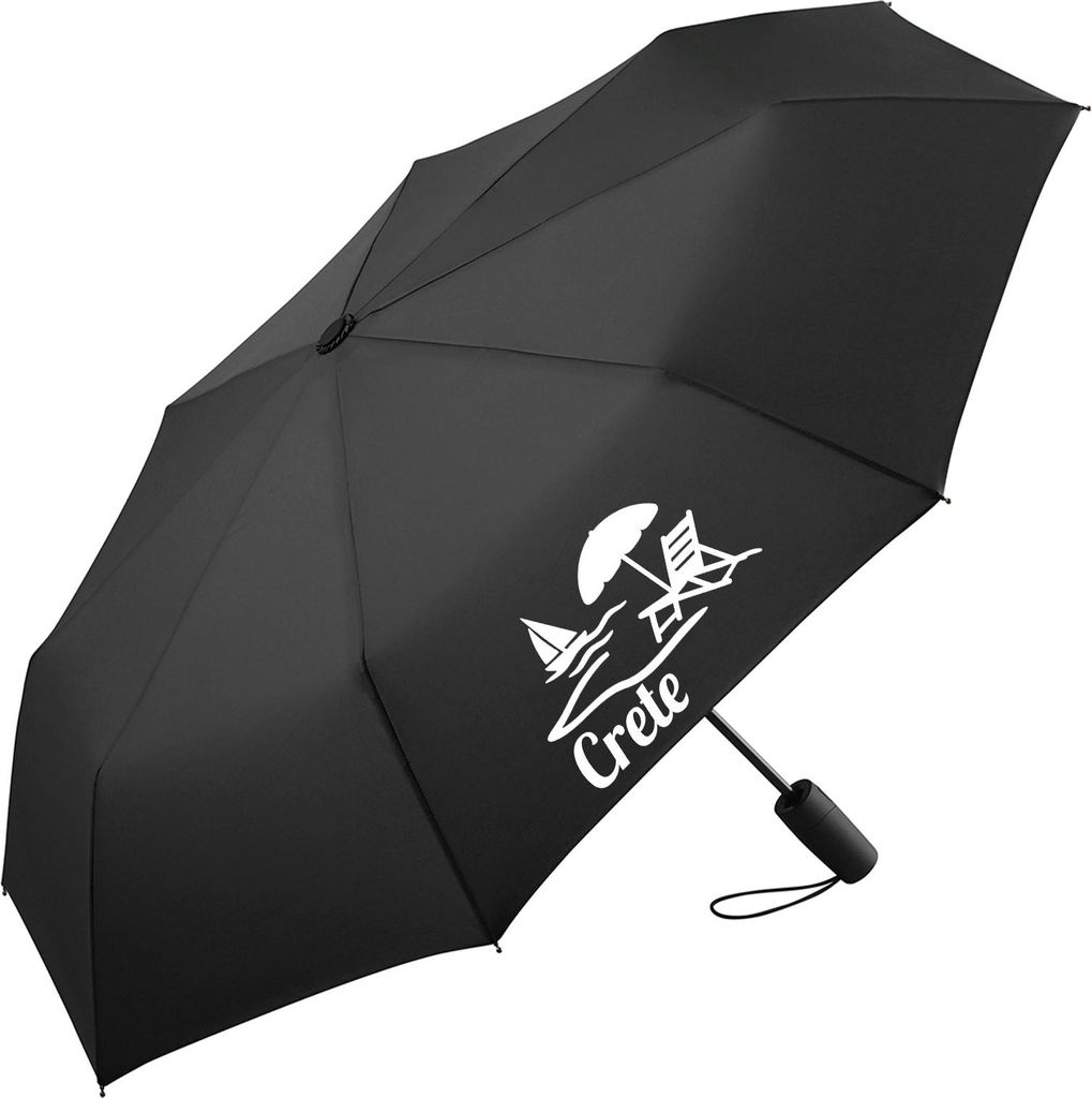 Huuraa Regenschirm Crete Griechenland 98cm Schwarz Sturmfest Taschenschirm Geschenkidee