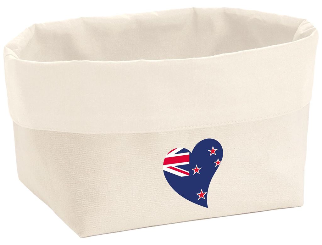 Huuraa Organizer Neuseeland Flagge Herz 8 Liter Large Canvas Baumwolle Utensilo Geschenkidee