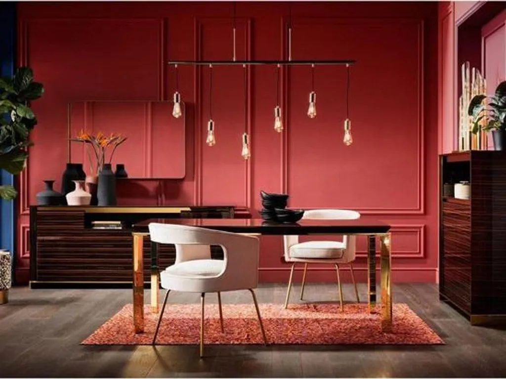 Lustre minimaliste en laiton doré à 6 branches réglable en hauteur