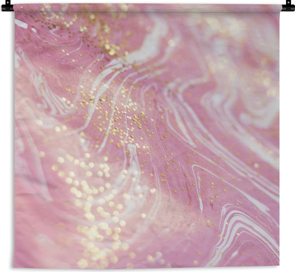 MuchoWow Wandteppich Wandbehang Marmor - Luxus - Glitzer - Rosa 150x150 cm Tapisserie Dekoration Wandtuch - Wohnaccessoires - Modernes