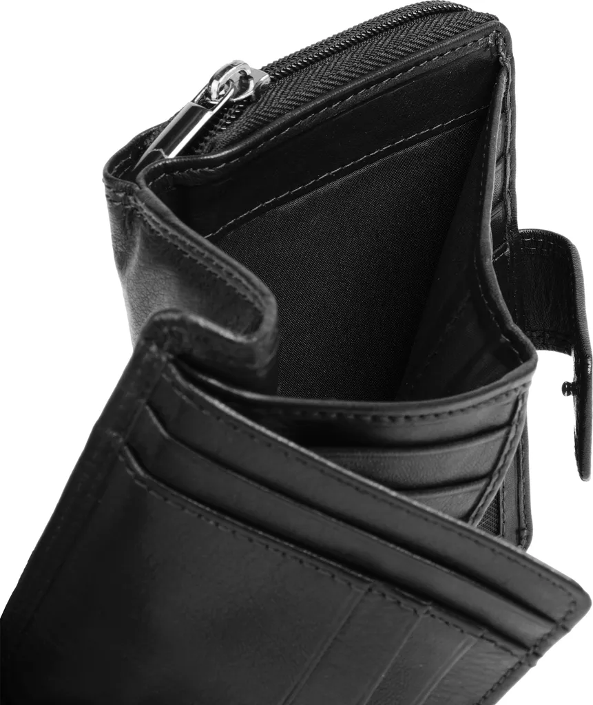 Portafoglio Nero Mano Giulia - Vera Pelle Donna con Zip e 10 Slot - 20
