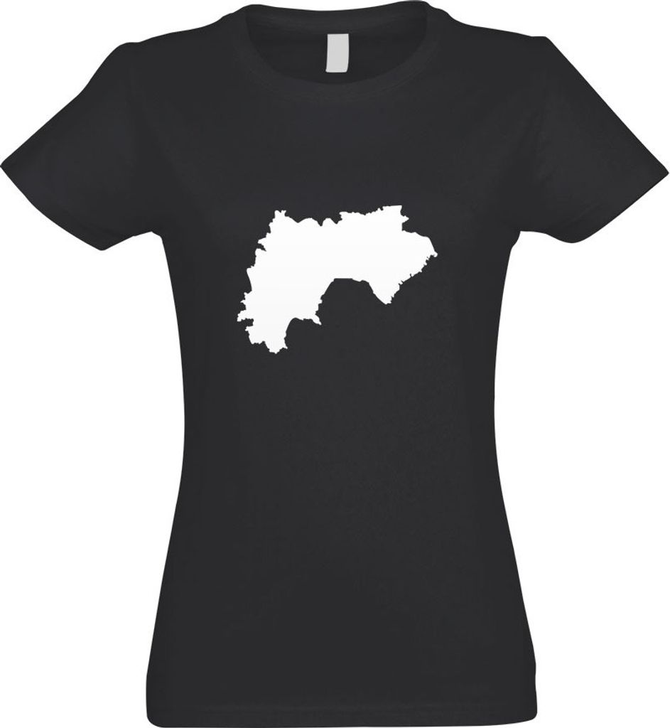 Kiwistar - T-Shirt tailliert - Damen - Graphit - Guinea Umriss Kontur - mit Motiv Bedruckt - Funshirt Design - Sport - Freizeit - Damen - XXL