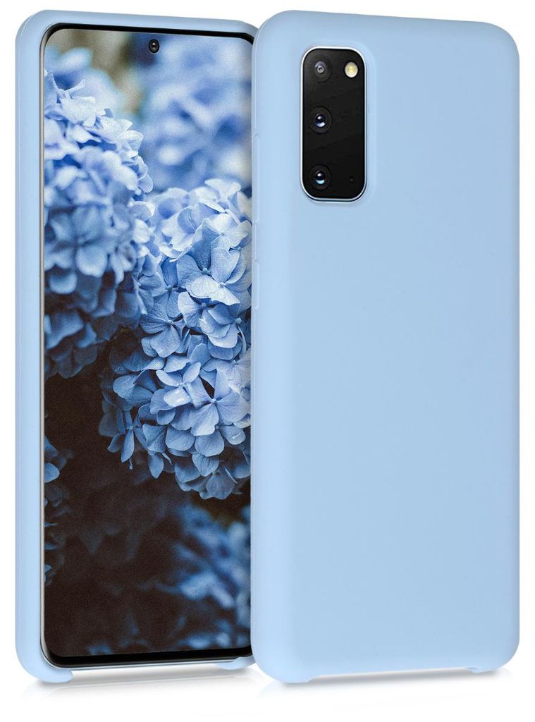 kwmobile Handyhülle für Samsung Galaxy S20 Hülle - Case Silikon - Kabelloses Laden - Schutzhülle Cover in Hellblau matt