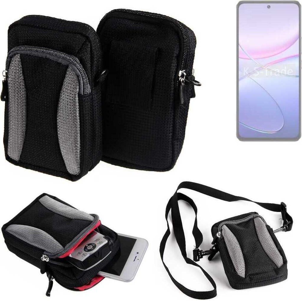 K-S-Trade Holster Schutz Hülle kompatibel mit Vivo V40 SE 4G Handy Hülle Gürteltasche Umhängetasche mit Zusatzfach schwarz