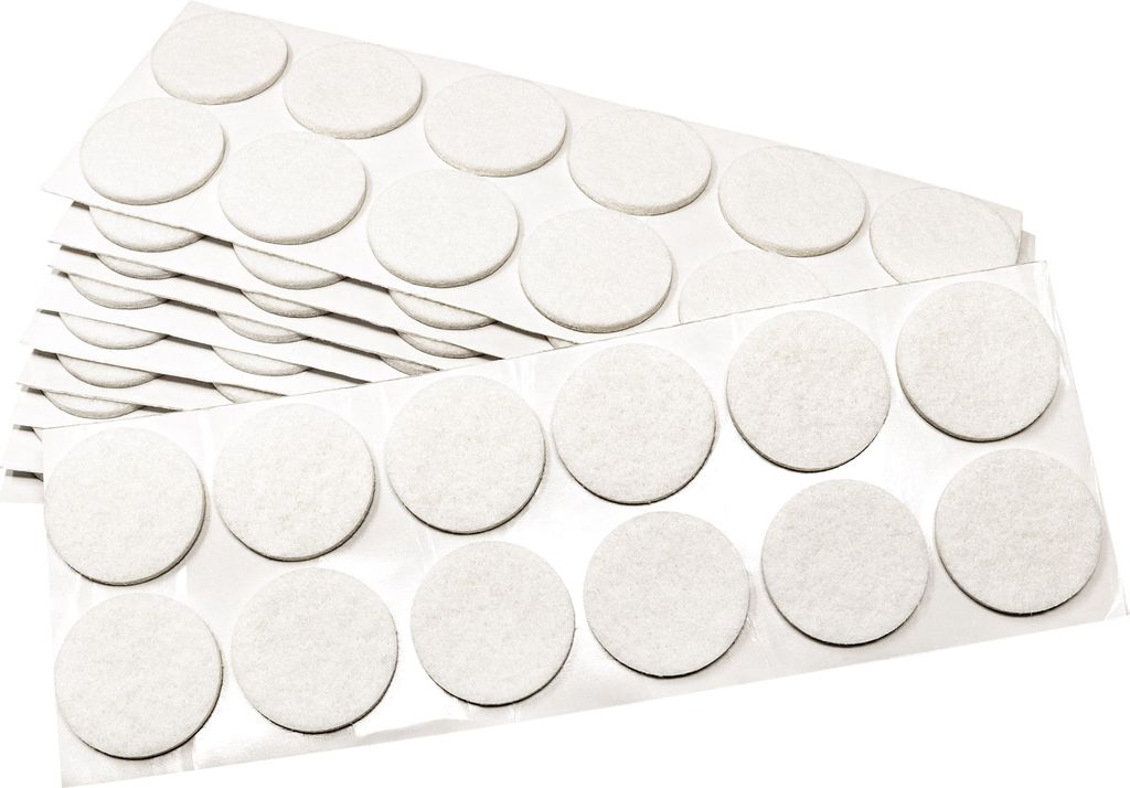 Adsamm | 120 x selbstklebende Filzgleiter / Weiß / Ø 34 mm / rund / Möbelgleiter aus Filz mit 3.5 mm Stärke
