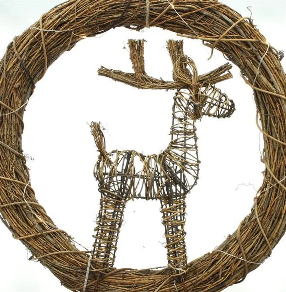 Couronne Murale Noël Renne avec LED 44 cm en Branches Entrelacées - 7