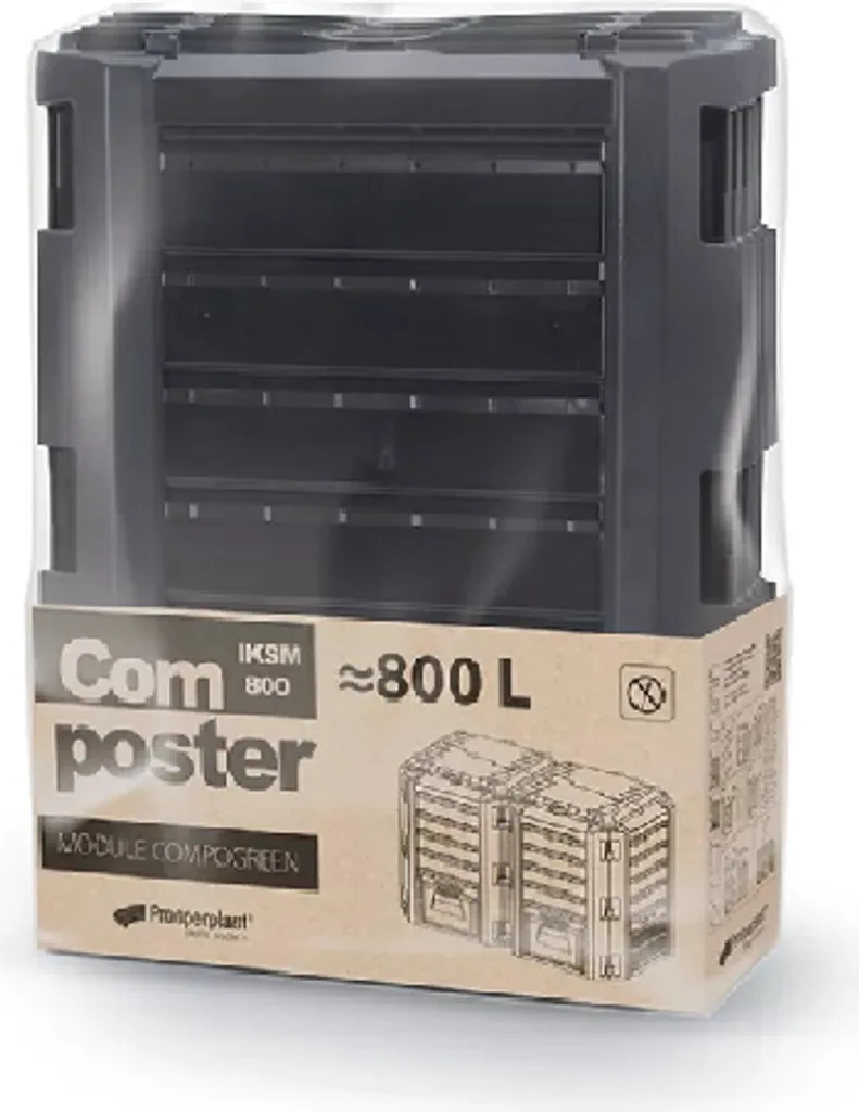 Composteur 800l robuste noir MODULE COMPOGREEN IKSM800C haute capacité UV