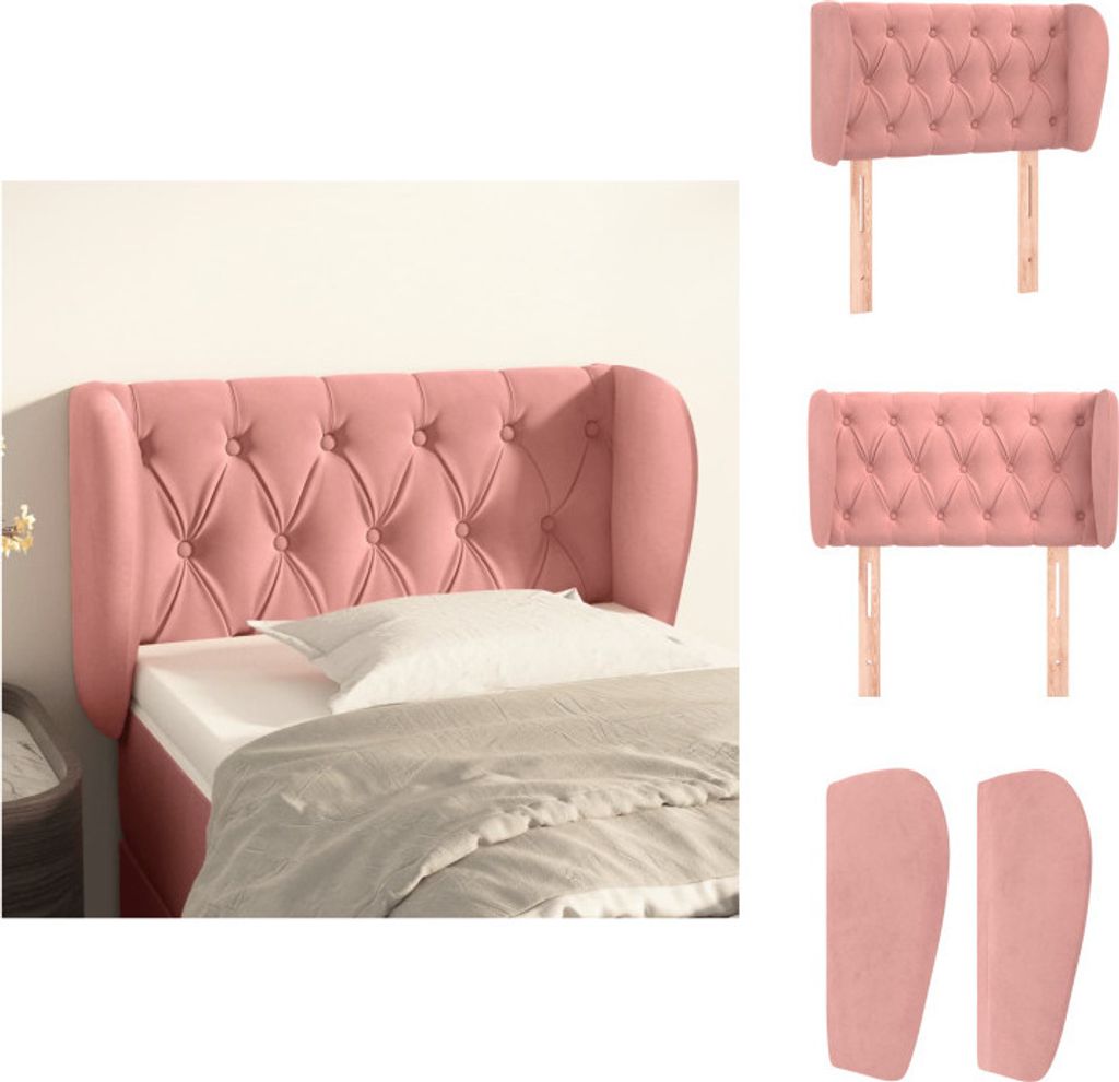 vidaXL Kopfteil mit Ohren Rosa 83x23x78/88 cm Samt -  Kopf- Produktbild 