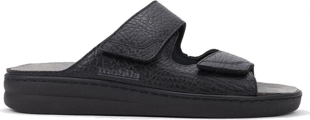 Mephisto James, Pantolette, Black, Mamouth 714 (Glattleder), Wechselfußbett, Klettverschluss J811 39