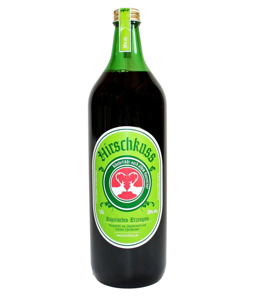 Hirschkuss Kräuterlikör 38% Vol. 1 L Liter Drehverschluss Produktbild 