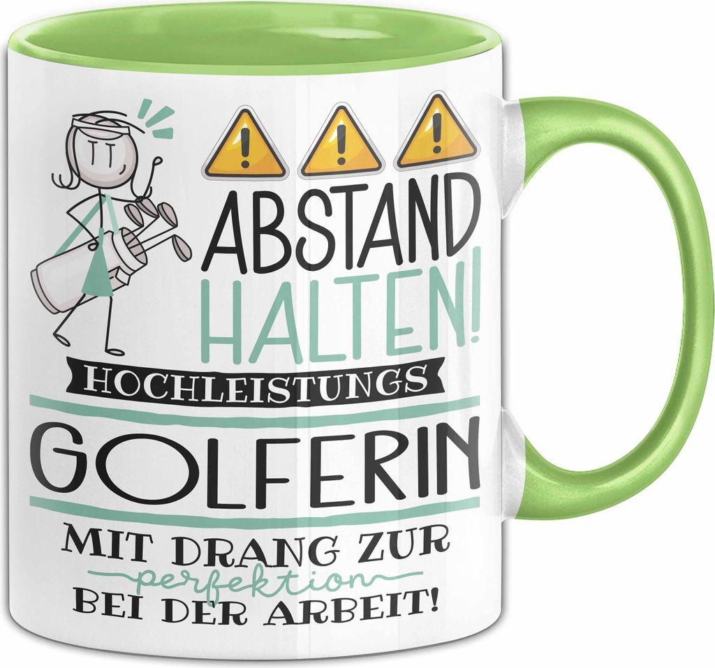 Golferin Tasse Geschenk Lustig Abstand Halten Produktbild 