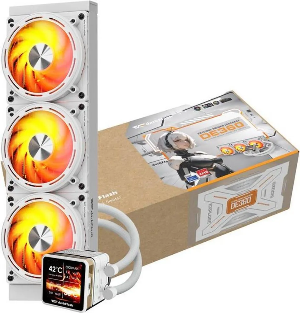 darkFlash EXPLORE DE360 Refroidisseur Liquide Blanc AIO 360mm Haute Performance - 4