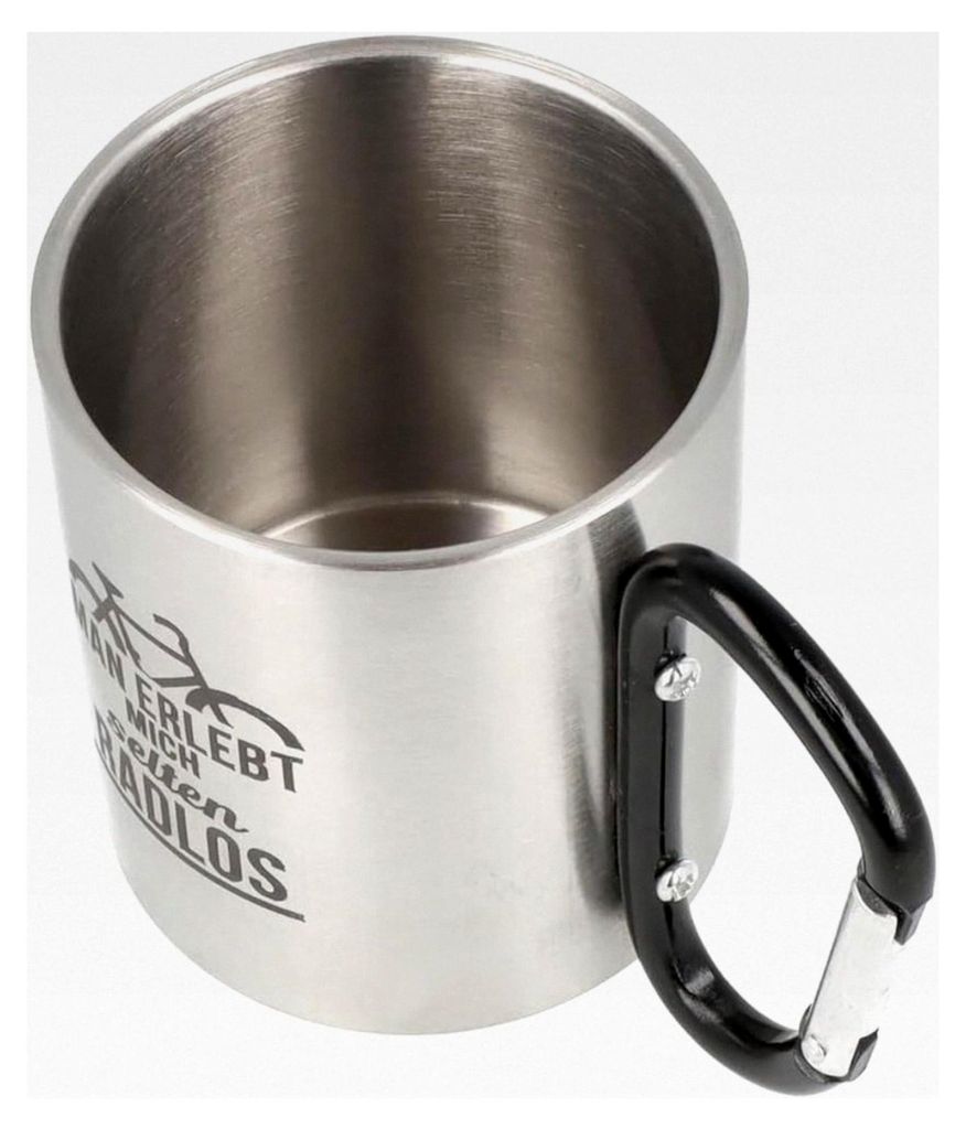 Doppelwandige Edelstahltasse mit Karabinerhaken – 300 ml