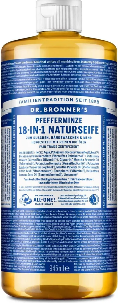Offerta Dr. Bronner's Menta 945ml - Il Sapone Più Venduto al Mondo
