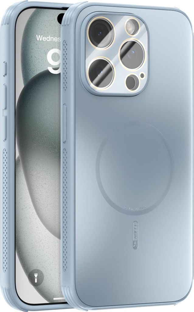 Matte PC TPU Hülle für iPhone 14 Pro Magnetische Handyhülle mit Linsenabdeckung und Wärmeableitung Stoßstange Hellblau
