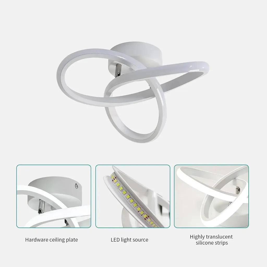 Plafonnier LED moderne Kleeblatt blanc froid en fer et acrylique