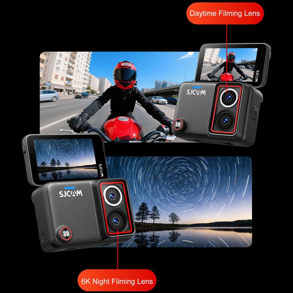 8K Dual Camera Action Camera with Day Night Dual Lens 2.51 Inch Flip Touch Screen 48MP 6 Axis Stabilization Horizon Leveling for Diving Cycling Vlog