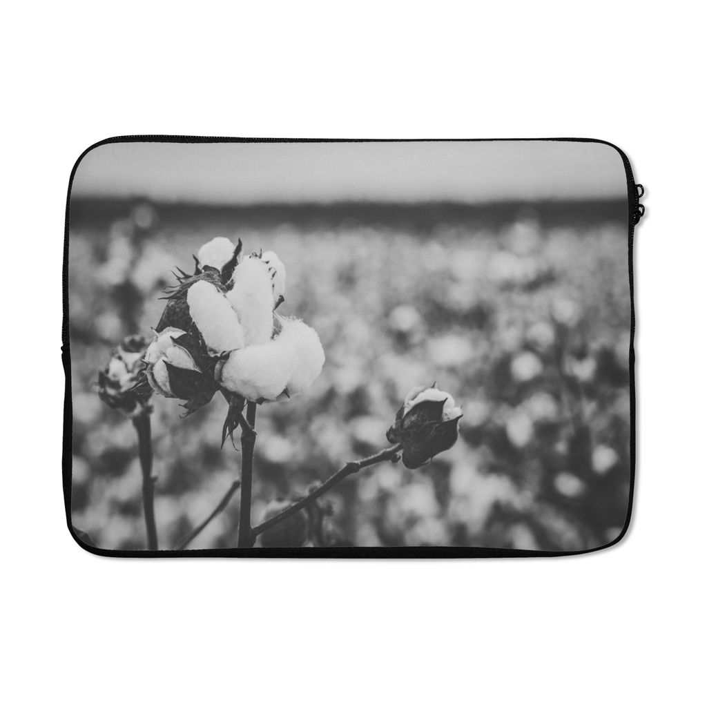 MuchoWow Laptop Hülle 14 ZollBaumwolle - Pflanzen - Schwarz - Weiß Laptoptasche - Laptoptasche - Stoßsicher - Schutzhaube