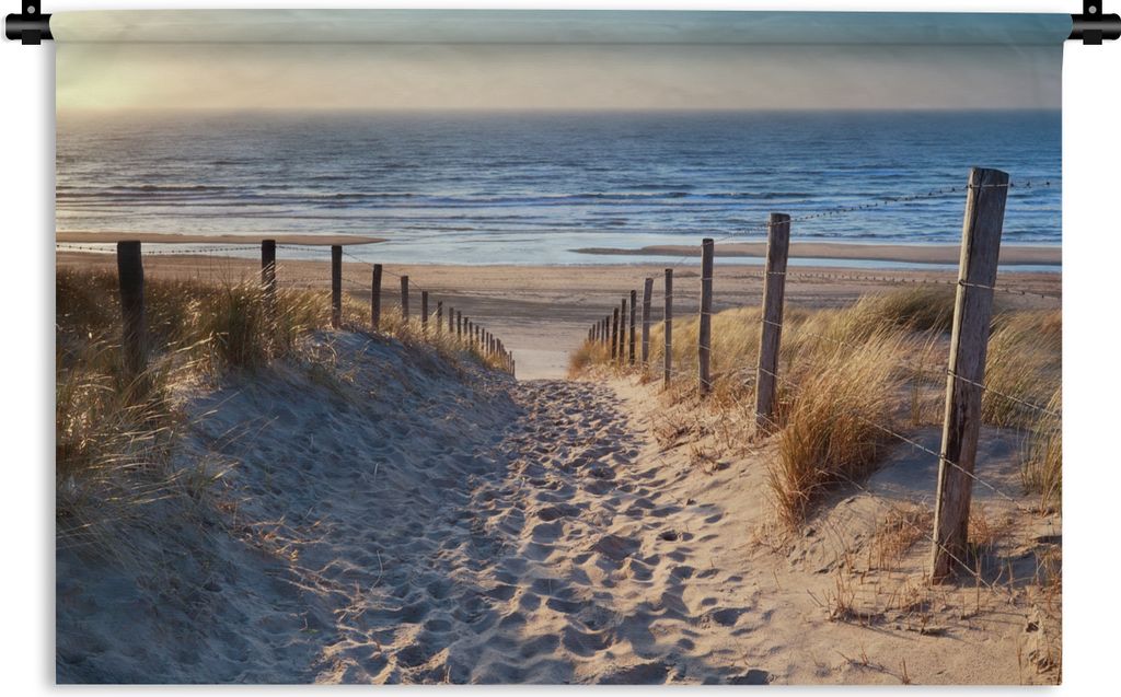 MuchoWow Wandteppich Wandbehang Strand - Meer - Niederlande - Dünen - Sonne 150x100 cm Tapisserie Dekoration Wandtuch - Waschbar - Tapisserien -...