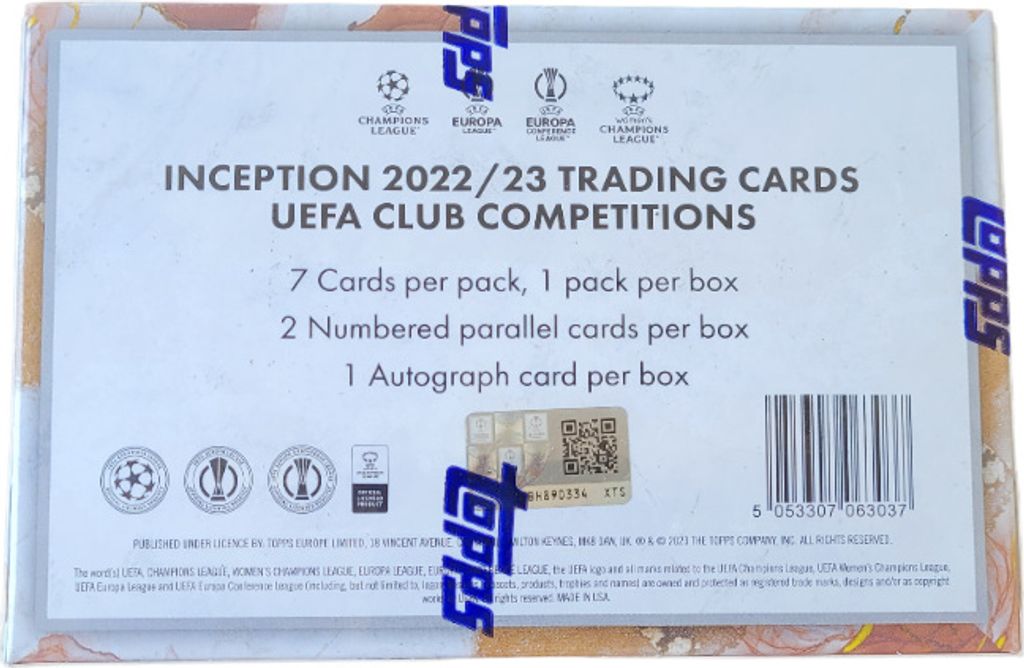 Topps Inception UEFA CLUB COMPETITIONS 2022/23 Trading Cards Box