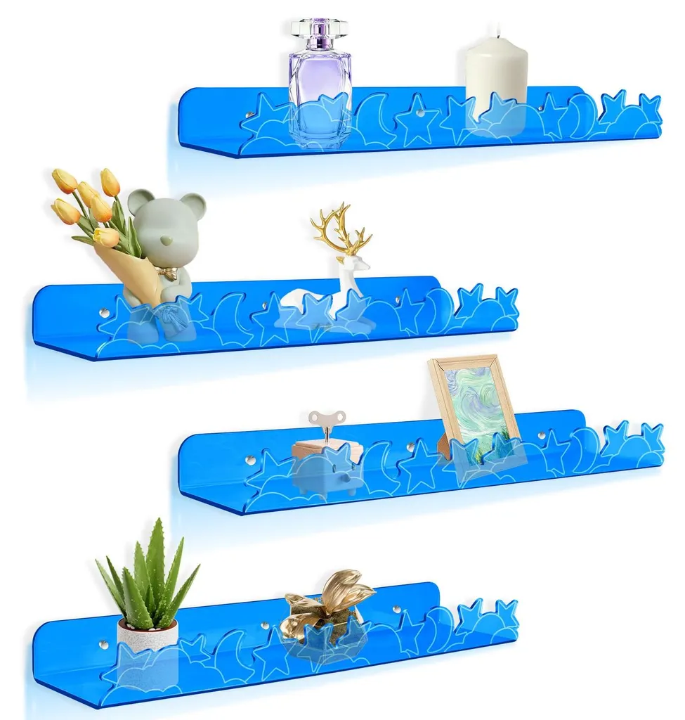 Lot de 4 étagères flottantes en acrylique pour chambre d'enfant 40cm
