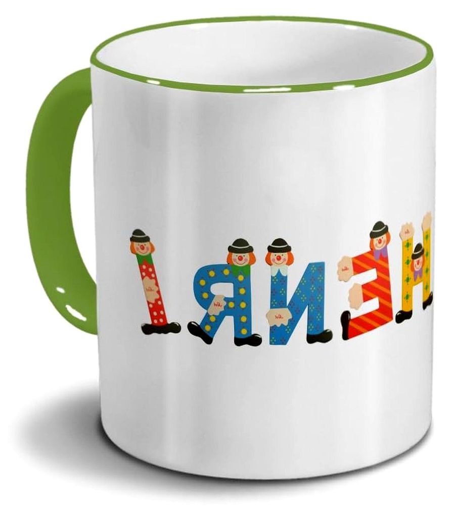 Tasse mit dem Namen Henri - Motiv Holzbuchstaben - Kaffeebecher in Grün