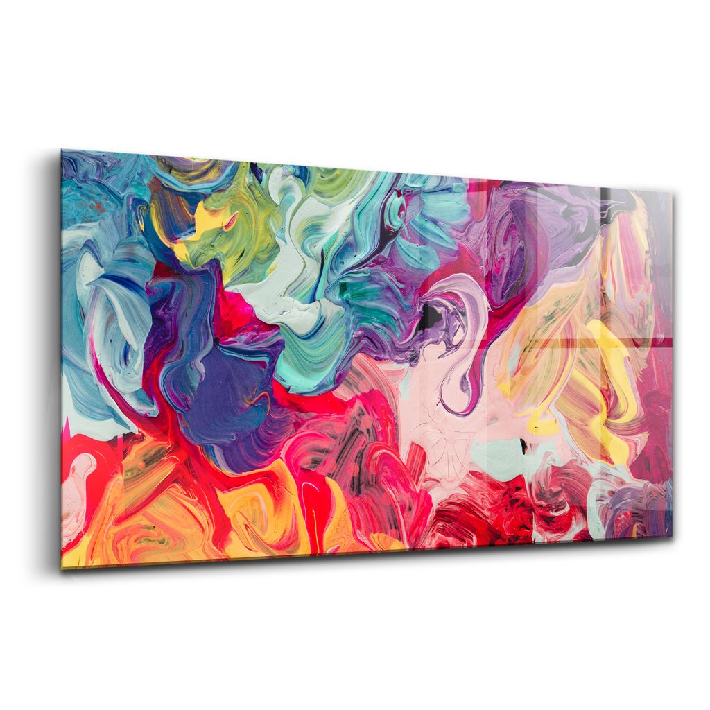 Glasmalerei - Dekorative Malerei - Moderne Malerei - 140x70 - Bunte Abstraktion