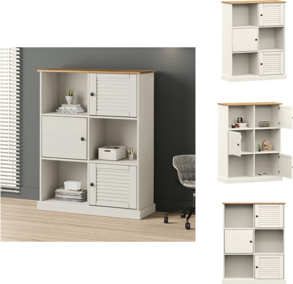 vidaXL Bücherregal VIGO Weiß 90x35x114,5 cm Massivholz Kiefer - Bücherregale & Bücherschränke