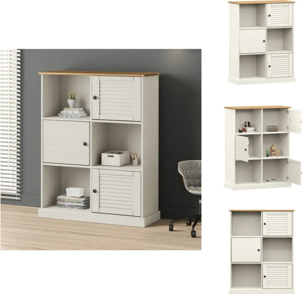 Étagère de Rangement VIGO Blanche en Bois de Pin 90 cm de Largeur