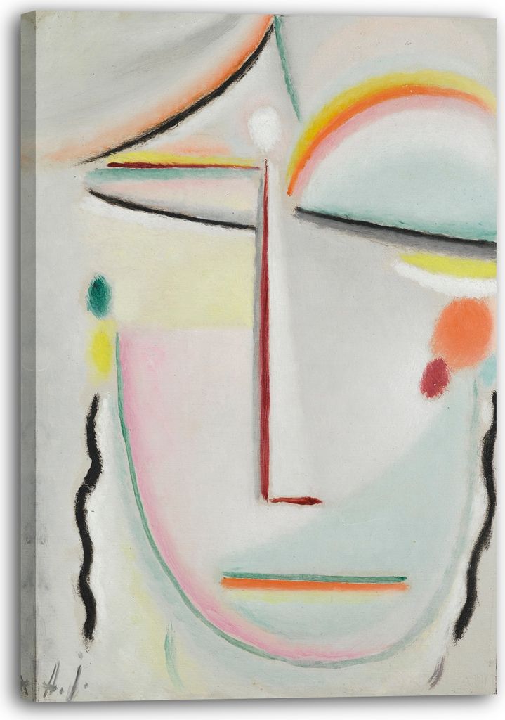 Leinwandbild (80x120cm): Alexej von Jawlensky - - Abstrakter Kopf: Erleuchtung II, echter Holz-Keilrahmen inkl. Aufhänger, handgefertigt in Deutsc...