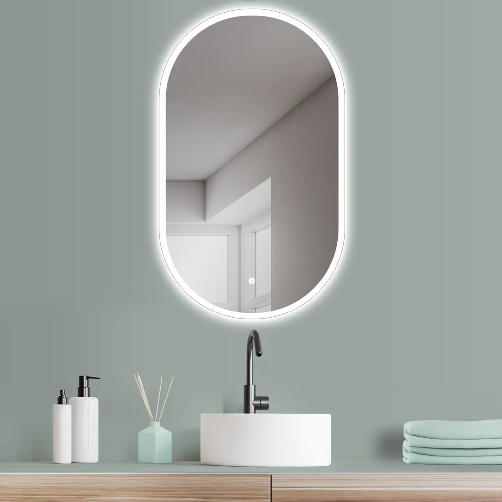 Miroir Mural Ovale à LED Salle de Bain 45x75 cm HOKO Bari Multicolore