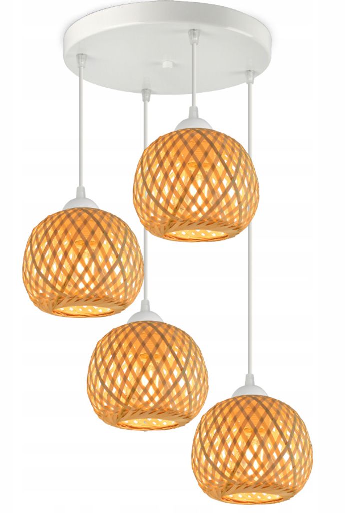 LUXOLAR Pendelleuchte Natural Bambus 4 flammig E27 60 W - Produktbild 