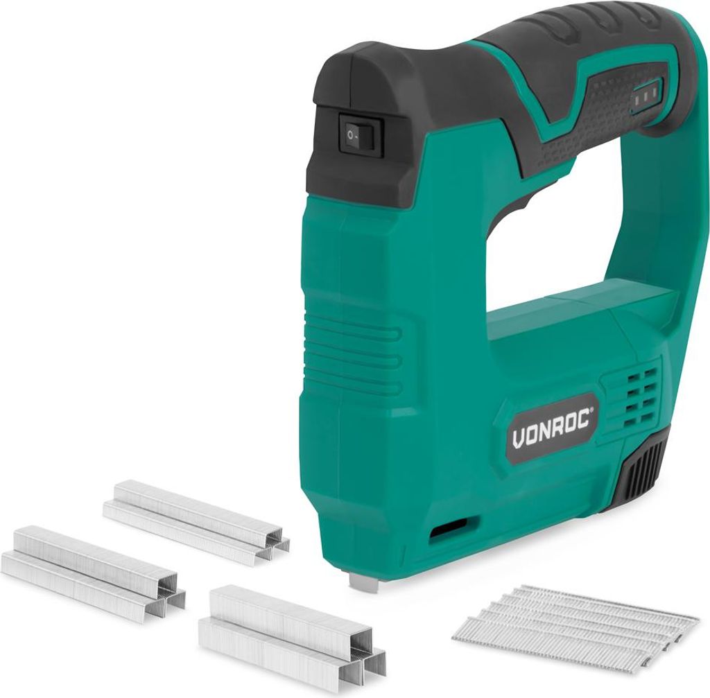 Vonroc Akku Tacker & Nagelpistole - 2in1 Tacker für Holz, 4V Akku Nagler