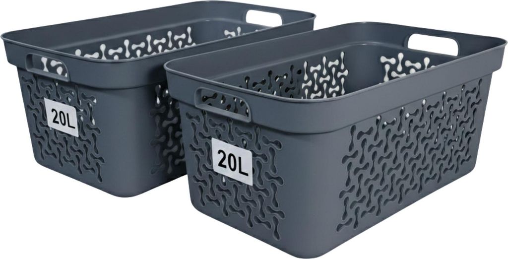 Plastard Wäschekorb 2er-Set Blau 20 L – Robuster Kunststoffkorb mit Griffen für Bad & Haushalt