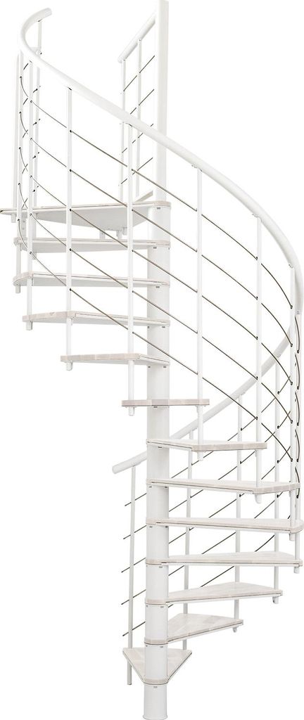 Minka Spindeltreppe Fusion 37 - 295cm Geschosshöhe Weiß Weiß 140cm Durchmesser