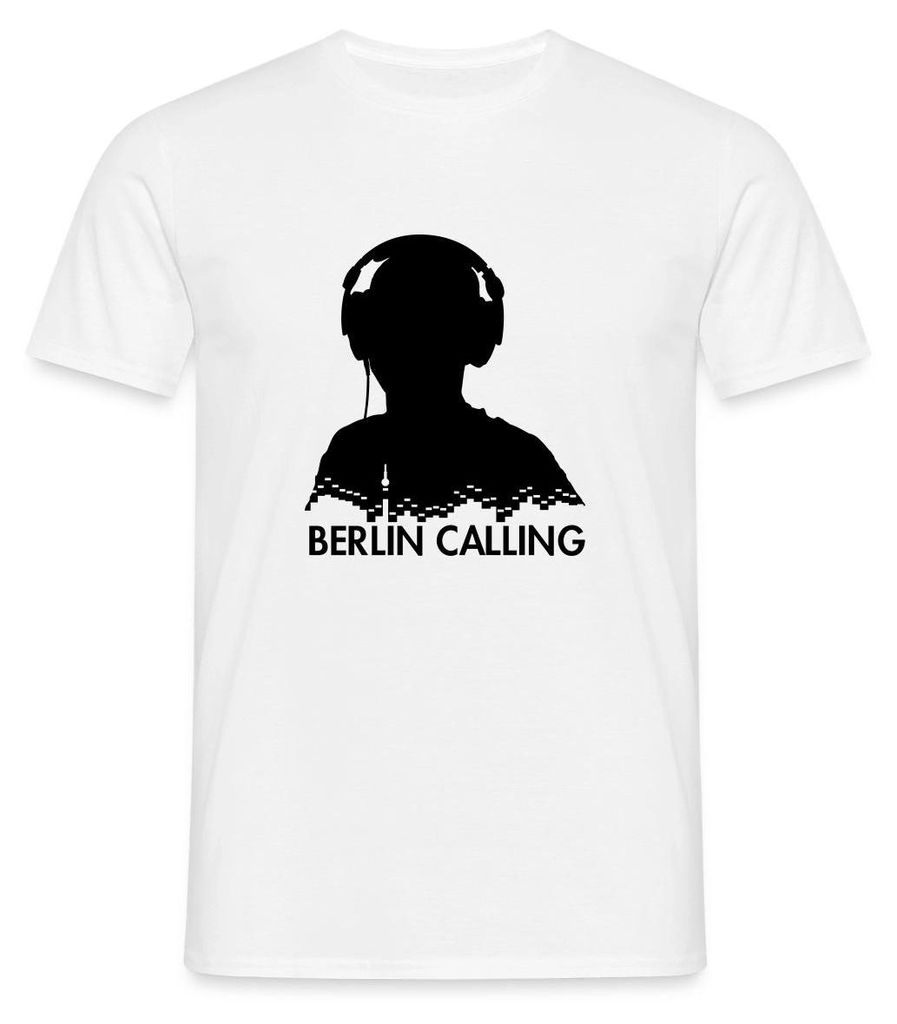 Spreadshirt Berlin Calling Silhouette Musik Geschenk Männer T-Shirt, S, Weiß